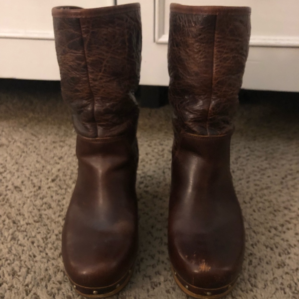 Ugg brown clog heel boots